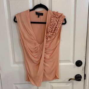 Express Peach Sleeveless Top with Ruffle Accent